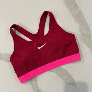 Nike DriFit Sports Bra Padded Racerback Activewear Womens Small Red/Pink Workout